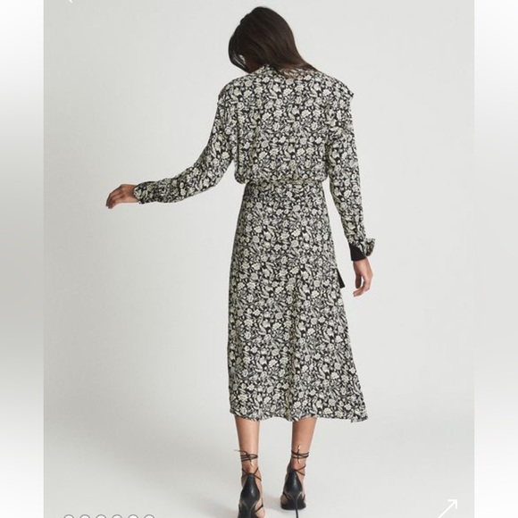 NWOT REISS Micah Printed Long-Sleeve Midi  Dress - Picture 4 of 15